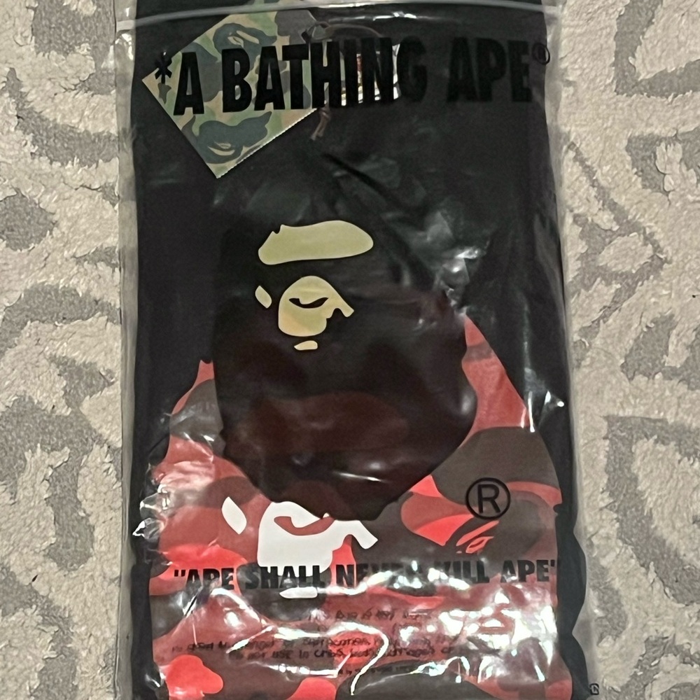 A Bathing Ape Black and Red Short Sleeve Tee